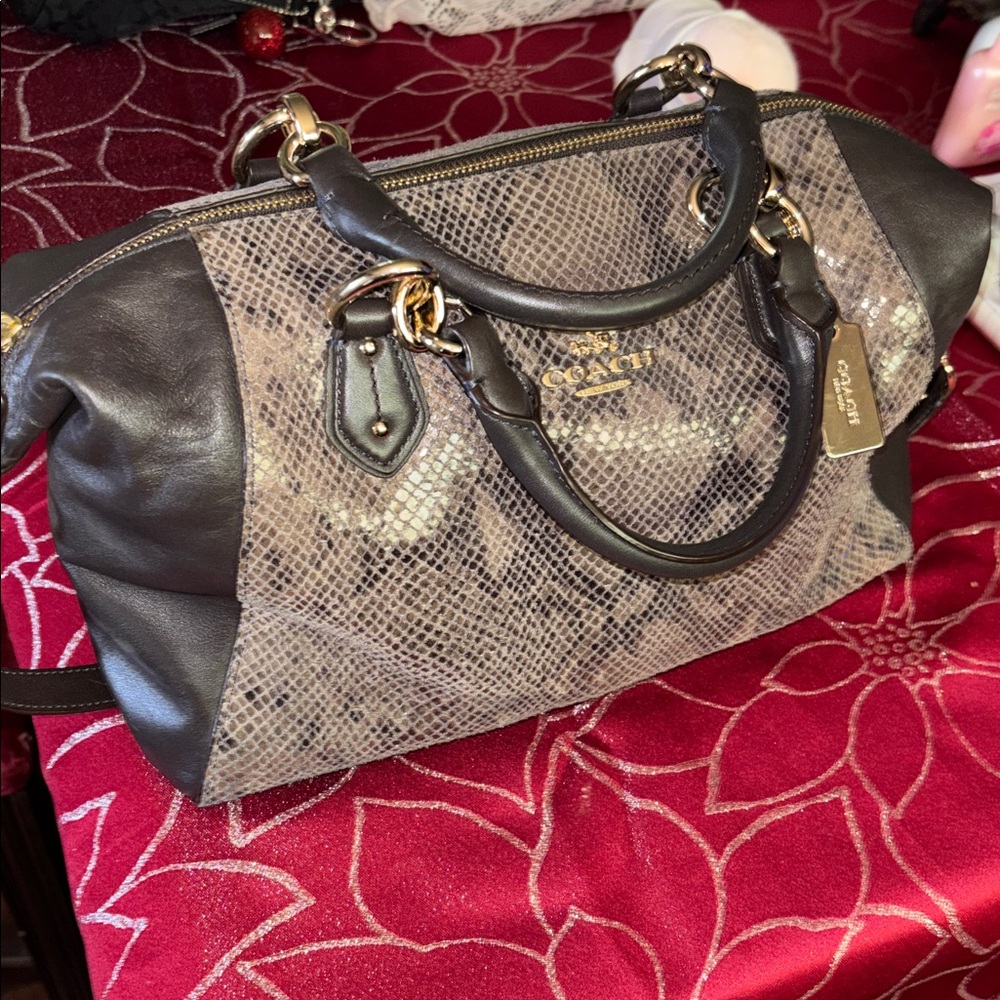 Coach Colette satchel in python-embossed leather graphite rare find 🕵️♀️ - Picture 5 of 14